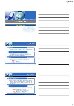 Bài giảng Cơ sở dữ liệu - Chương 6: SQL nâng cao