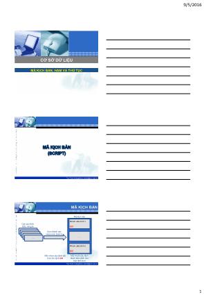 Bài giảng Cơ sở dữ liệu - Chương 7: Mã kịch bản, hàm và thủ tục