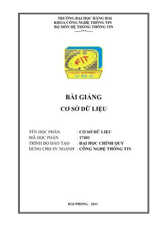 Bài giảng Cơ sở dữ liệu (Mới nhất)