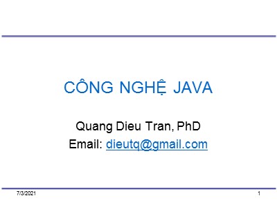 Bài giảng Công nghệ Java - Giới thiệu môn học