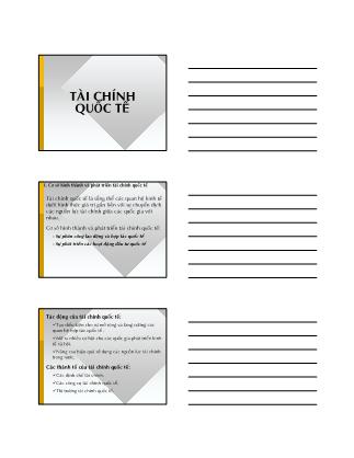 Bài giảng Đại cương tiền tệ - Chương 13: Tài chính quốc tế - Sử Đình Thành