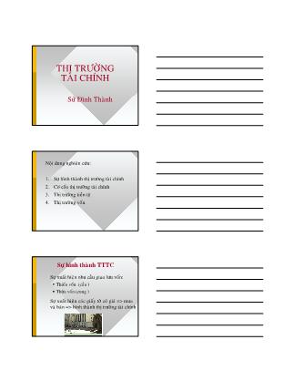 Bài giảng Đại cương tiền tệ - Chương 15: Thị trường tài chính - Sử Đình Thành