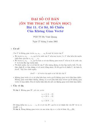 Bài giảng Đại số cơ bản - Bài 11: Cơ sở, số chiều của không gian vectơ - Mỵ Vinh Quang