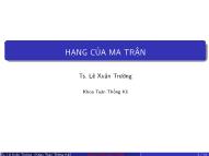 Bài giảng Đại số tuyến tính - Chương 5: Hạng của ma trận - Lê Xuân Trường