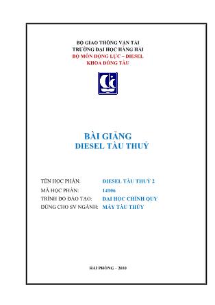 Bài giảng Diesel tàu thủy (Phần 2)