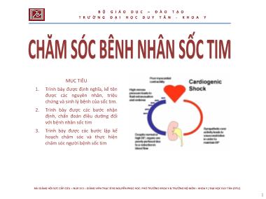 Bài giảng Điều dưỡng hồi sức cấp cứu - Chương 3: Chăm sóc bệnh nhân sốc tim - Nguyễn Phúc Học