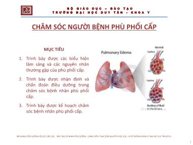 Bài giảng Điều dưỡng hồi sức cấp cứu - Chương 6: Chăm sóc người bệnh phù phổi cấp - Nguyễn Phúc Học