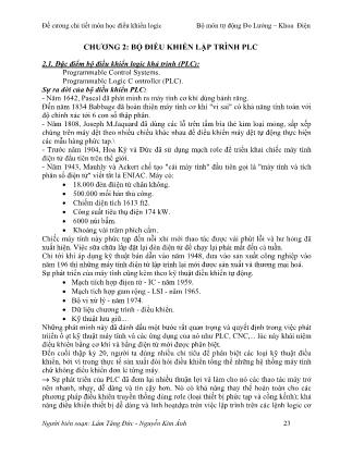 Bài giảng Điều khiển logic - Chương 2: Bộ điều khiển lập trình PLC