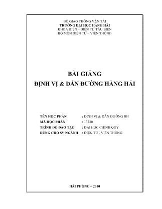 Bài giảng Định vị và dẫn đường hàng hải