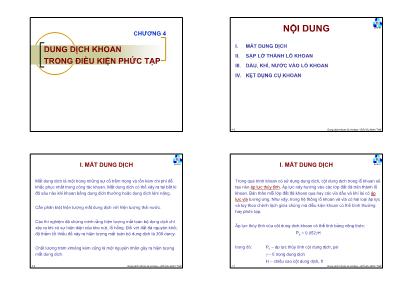 Bài giảng Dung dịch khoan - Xi măng - Chương 4: Dung dịch khoan trong điều kiện phức tạp - Đỗ Hữu Minh Triết