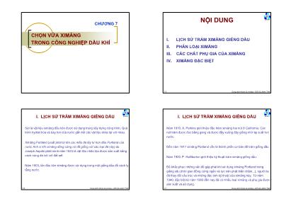 Bài giảng Dung dịch khoan - Xi măng - Chương 7: Chọn vữa ximăng trong công nghiệp dầu khí - Đỗ Hữu Minh Triết