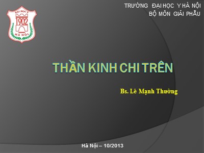 Bài giảng Giải phẫu - Chương: Thần kinh chi trên - Lê Mạnh Thường
