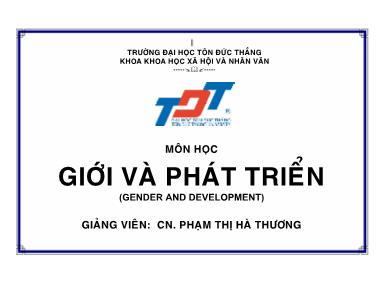 Bài giảng Giới và phát triển - Phạm Thị Hà Thương