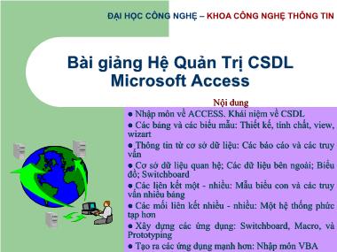 Bài giảng Hệ quản trị cơ sở dữ liệu Microsoft Access (Mới nhất)