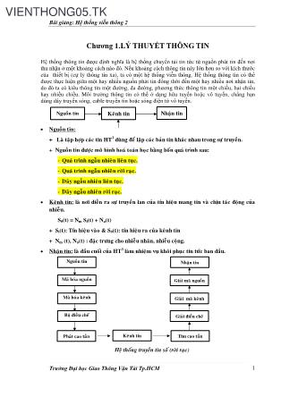 Bài giảng Hệ thống viễn thông 2 - Chương 1: Lý thuyết thông tin