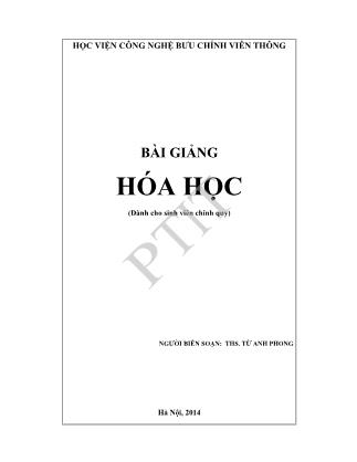 Bài giảng Hóa học - Từ Anh Phong