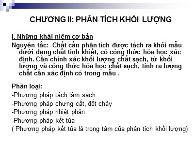 Bài giảng Hóa phân tích - Chương 2: Phân tích khối lượng (Tiếp theo) - Nguyễn Thị Hiển