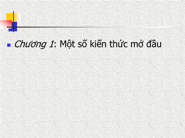 Bài giảng Hóa vô cơ - Chương 1: Một số kiến thức mở đầu
