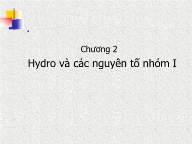 Bài giảng Hóa vô cơ - Chương 2: Hydro và hợp chất của nó