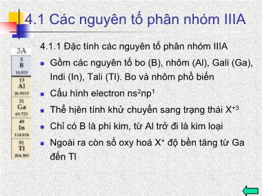 Bài giảng Hóa vô cơ - Chương 4: Các nguyên tố phân nhóm IIIA