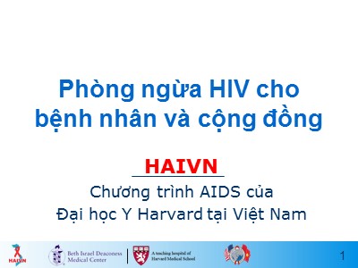 Bài giảng Học phần 1 - Bài 15: Phòng ngừa HIV cho bệnh nhân và cộng đồng