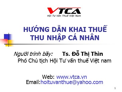Bài giảng Hướng dẫn khai thuế thu nhập cá nhân - Đỗ Thị Thìn
