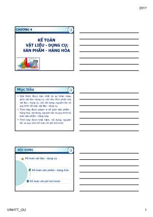 Bài giảng Kế toán hành chính sự nghiệp - Chương 4: Kế toán vật liệu - dụng cụ; Sản phẩm - hàng hóa
