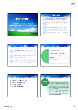 Bài giảng Kế toán hành chính sự nghiệp - Chương 6: Kế toán các khoản thu và chênh lệch thu - chi các hoạt động