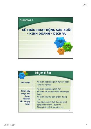 Bài giảng Kế toán hành chính sự nghiệp - Chương 7: Kế toán hoạt động sản xuất - kinh doanh - dịch vụ