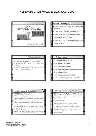 Bài giảng Kế toán tài chính doanh nghiệp - Chương 4: Kế toán hàng tồn kho - Nguyễn Quốc Nhất