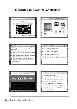 Bài giảng Kế toán tài chính doanh nghiệp - Chương 5: Kế toán tài sản cố định - Nguyễn Quốc Nhất