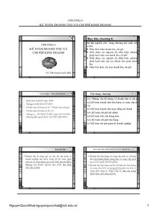 Bài giảng Kế toán tài chính doanh nghiệp - Chương 6: Kế toán doanh thu và chi phí kinh doanh - Nguyễn Quốc Nhất
