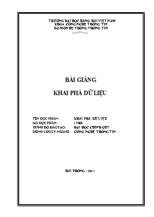 Bài giảng Khai phá dữ liệu (Mới nhất)
