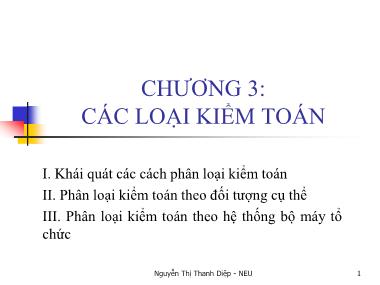 Bài giảng Kiểm toán căn bản - Chương 3: Các loại kiểm toán