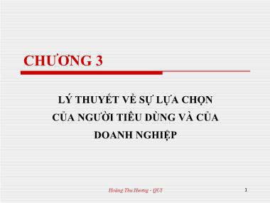 Bài giảng Kinh tế học đại cương - Chương 3: Lý thuyết về sự lựa chọn của người tiêu dùng và của doanh nghiệp - Hoàng Thu Hương