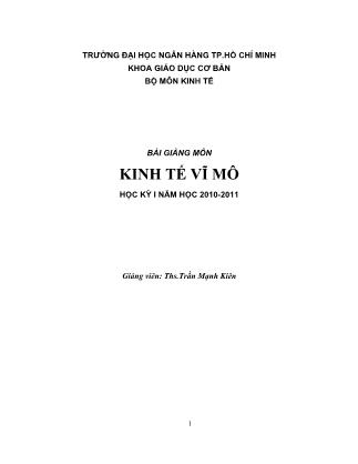 Bài giảng Kinh tế vĩ mô - Trần Mạnh Kiên