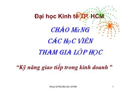Bài giảng Kỹ năng giao tiếp trong kinh doanh - Chương 3: Người giao tiếp mục tiêu - Uy tín