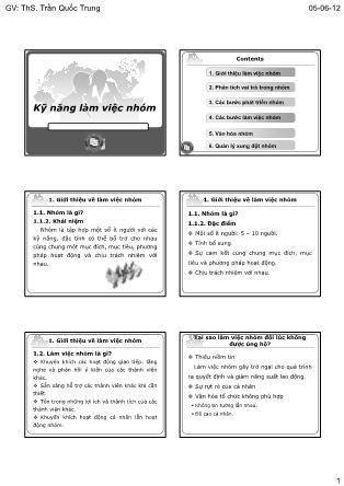 Bài giảng Kỹ năng làm việc nhóm - Trần Quốc Trung