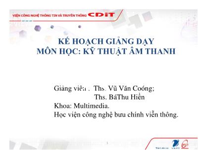 Bài giảng Kỹ thuật âm thanh - Vũ Văn Coóng