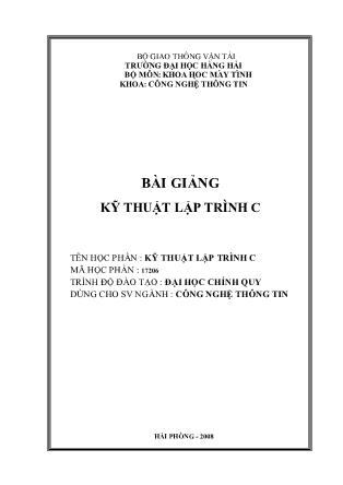 Bài giảng Kỹ thuật lập trình C (Bản đẹp)