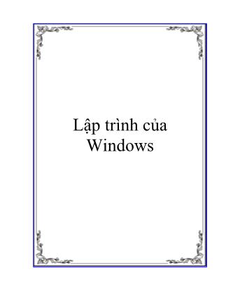Bài giảng Lập trình của Windows