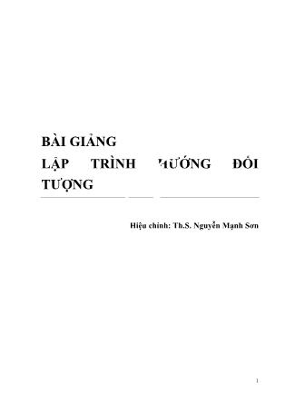 Bài giảng Lập trình hướng đối tượng (Phần 1)
