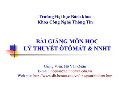 Bài giảng Lý thuyết Ôtômát và ngôn ngữ hình thức