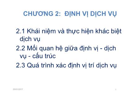 Bài giảng Marketing dịch vụ - Chương 2: Định vị dịch vụ
