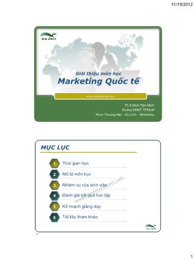 Bài giảng Marketing quốc tế - Chương mở đầu: Giới thiệu môn học Marketing quốc tế - Đinh Tiên Minh