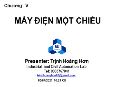 Bài giảng Máy điện đồng bộ - Chương V: Máy điện một chiều - Trịnh Hoàng Hơn