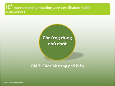 Bài giảng Máy tính căn bản - Bài 7: Các tính năng phổ biến