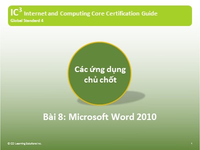 Bài giảng Máy tính căn bản - Bài 8: Microsoft Word 2010