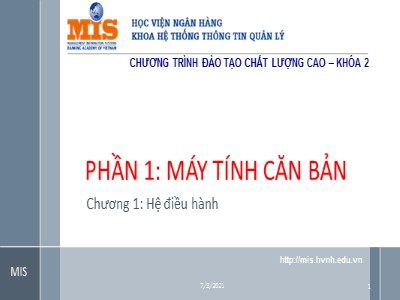 Bài giảng Máy tính căn bản - Chương 1: Hệ điều hành (Phần 3)
