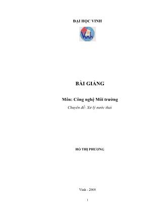 Bài giảng môn Công nghệ môi trường